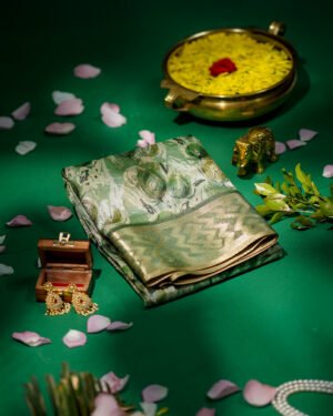 Linen Digital Print Silk Saree