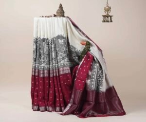 Designer Mysore Crepe Saree | Kalamkari Printed