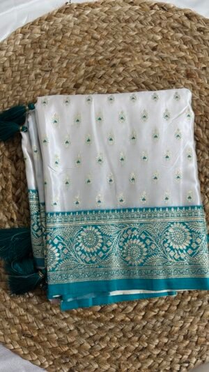 White banarasi Mashru Silk MTV