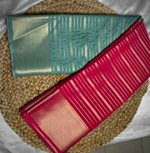 Semi Mysore Silk Saree with Zari Stripes & Rich Border